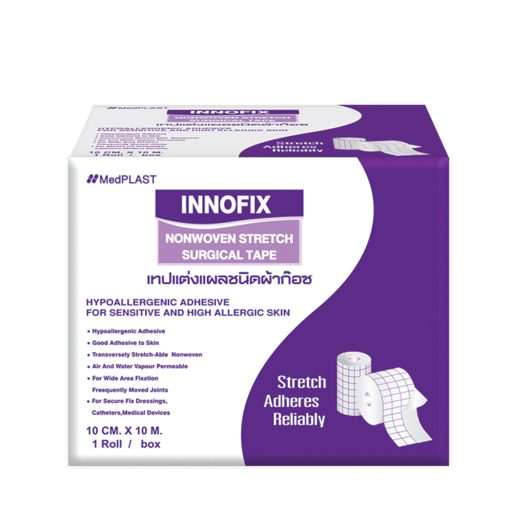 INNOFIX Nonwoven Stretch Surgical Tape – เทปแต่งแผลชนิดผ้าก๊อซ (ขนาด 10 ซม. x 10 ม.) 