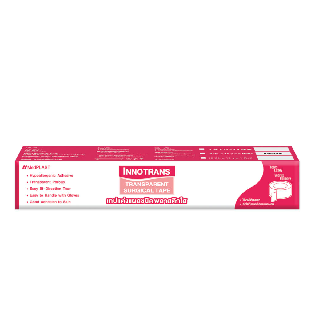 INNOTRANS Transparent Surgical Tape – เทปแต่งแผลชนิดพลาสติกใส (กล่องรวม)
