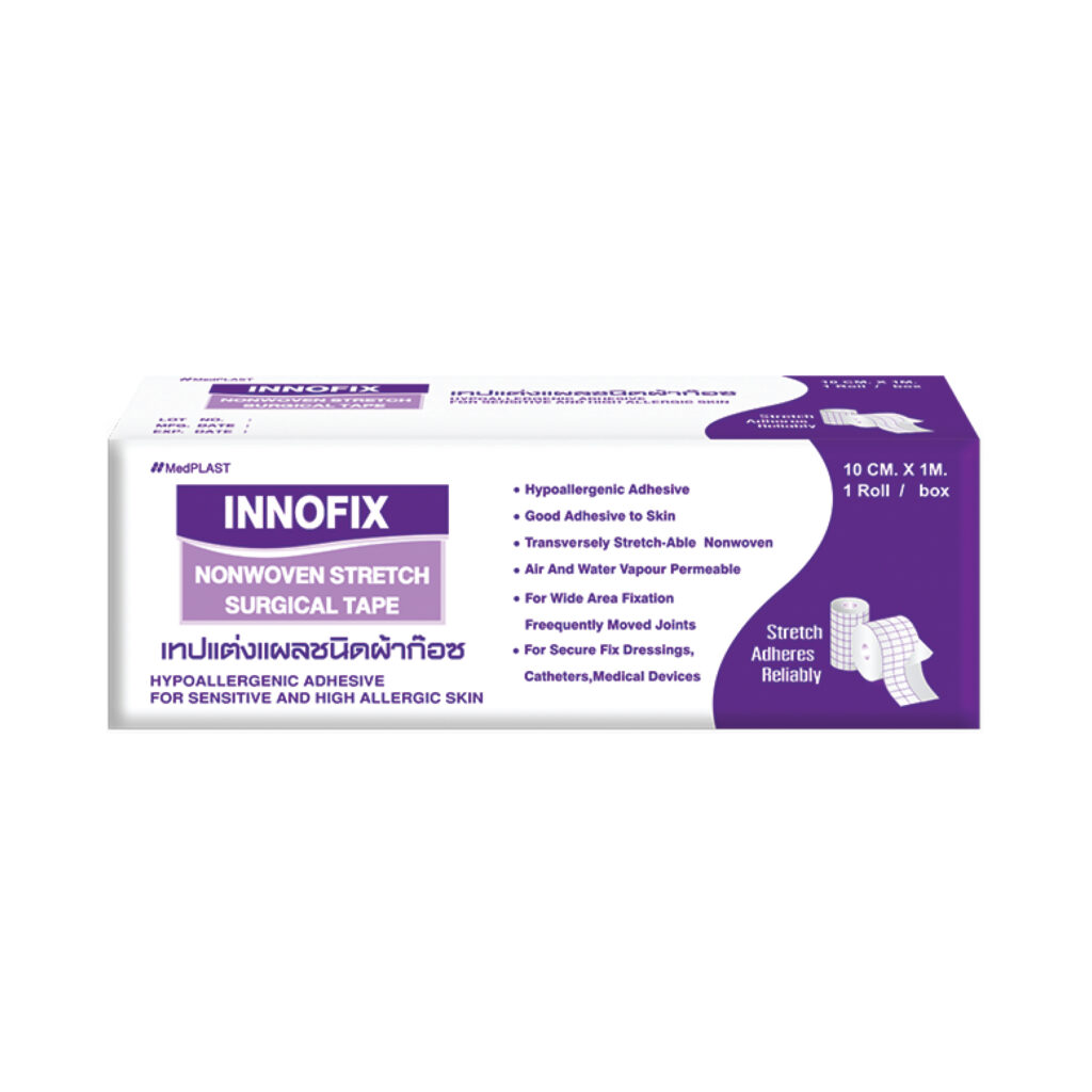 INNOFIX Nonwoven Stretch Surgical Tape – เทปแต่งแผลชนิดผ้าก๊อซ (ขนาด 10 ซม. x 1 ม.) 