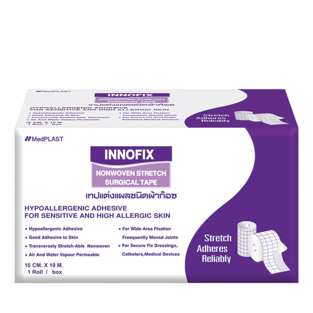 INNOFIX Nonwoven Stretch Surgical Tape – เทปแต่งแผลชนิดผ้าก๊อซ (ขนาด 15 ซม. x 10 ม.) 
